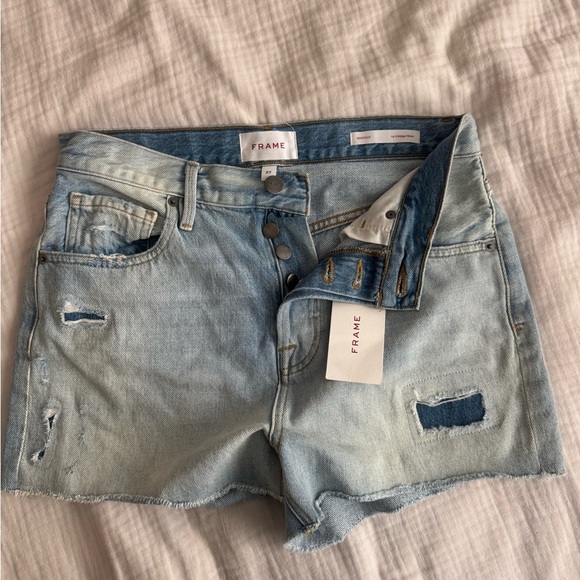 Frame Denim Women's Distressed Light Blue Jean Shorts - Picture 1 of 5